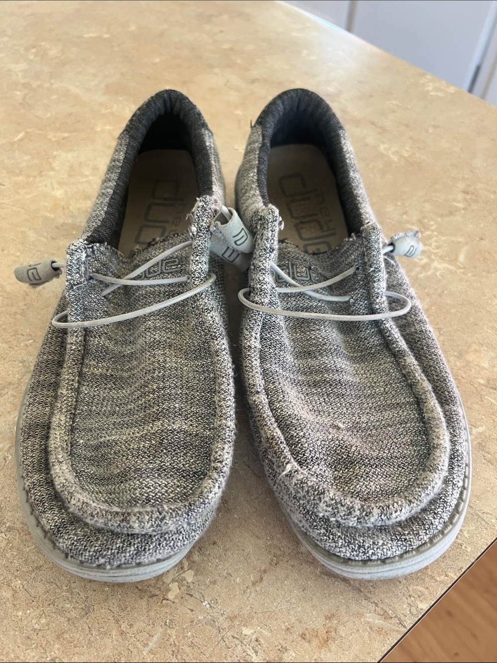 Hey Dude Men's Gray Knit Slip-On Loafers